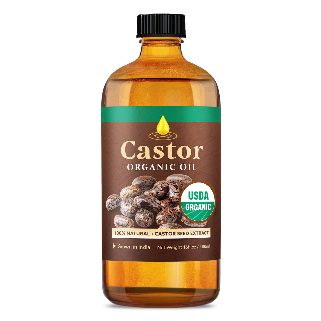 100% Pure Organic Castor Oil, Cold-Pressed & Hexane Free