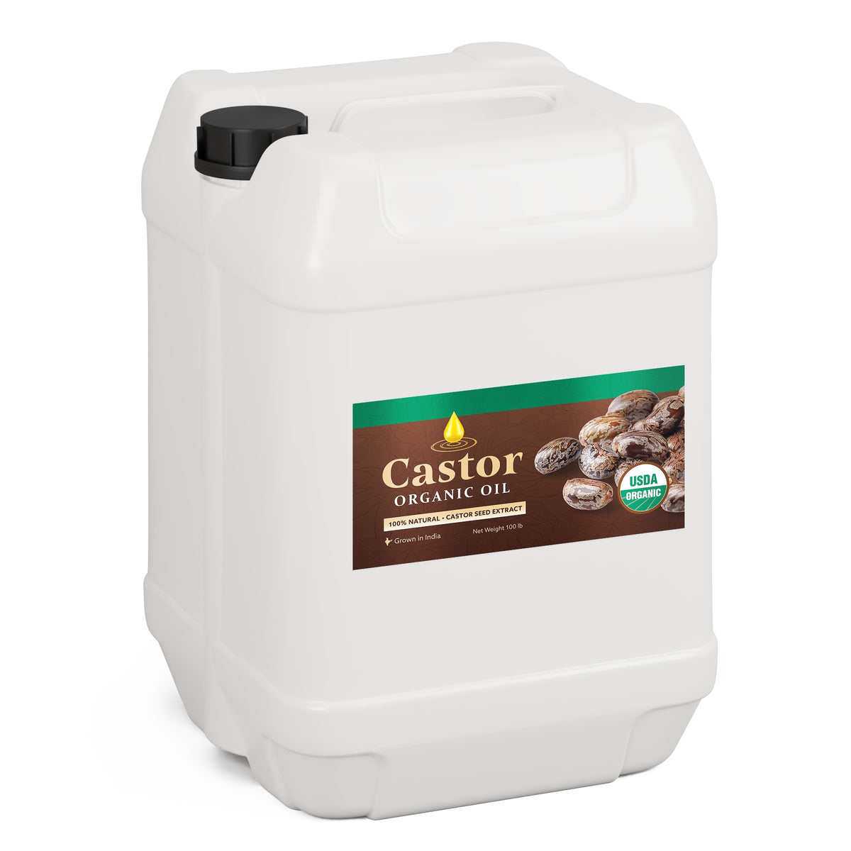 100% Pure Organic Castor Oil, Cold-Pressed & Hexane Free